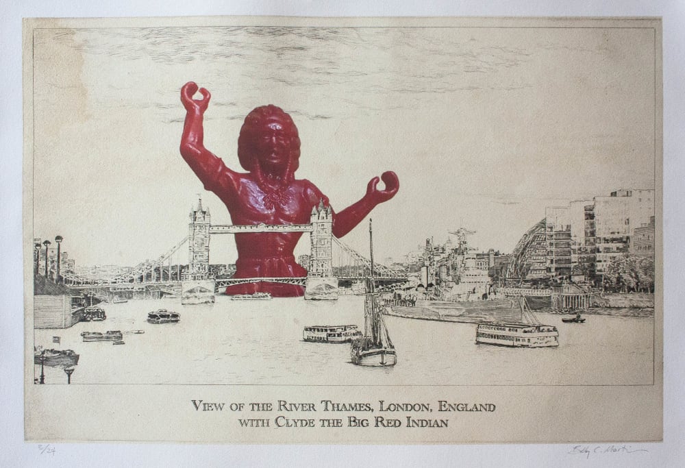 View of the River Thames, London, England, with Clyde the Big Red Indian by Bobby C. Martin