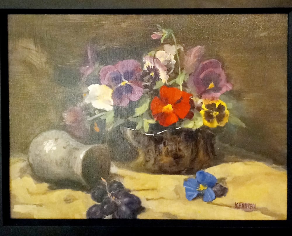 Pansies With Antique Copper by Karolyn Farrell